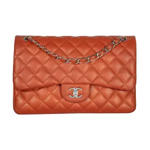 Pre-owned CHANEL Caviar Crossbody Bags Quilted Classic Double Flap Jumbo Brick