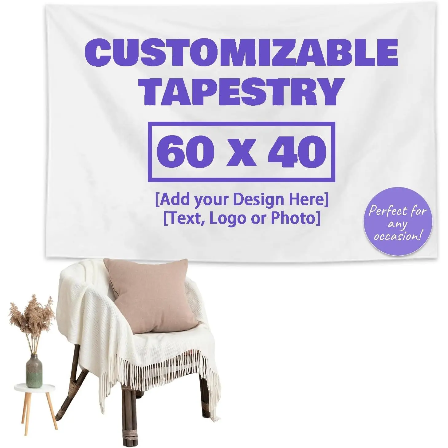 Custom Tapestry Personalized Backdrop Wall, Upload Images Banners and Signs, Customized Living Room Bedroom Decor with Photo