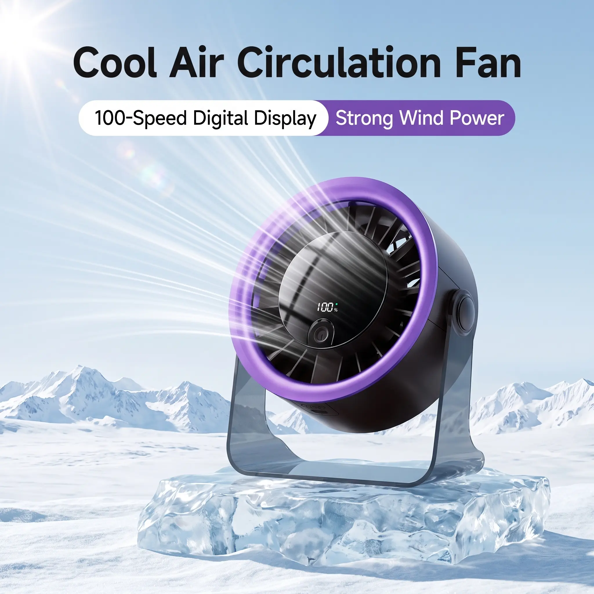 Portable Cordless Rechargeable Desktop Turbo Fan - 100-Speed Digital Display, Low Noise, Dual Adjustment Modes, Quiet Cooling for Office, Bedside Table, Camper | Travel Must Haves Portable Handheld Fan Battery Powered Fan