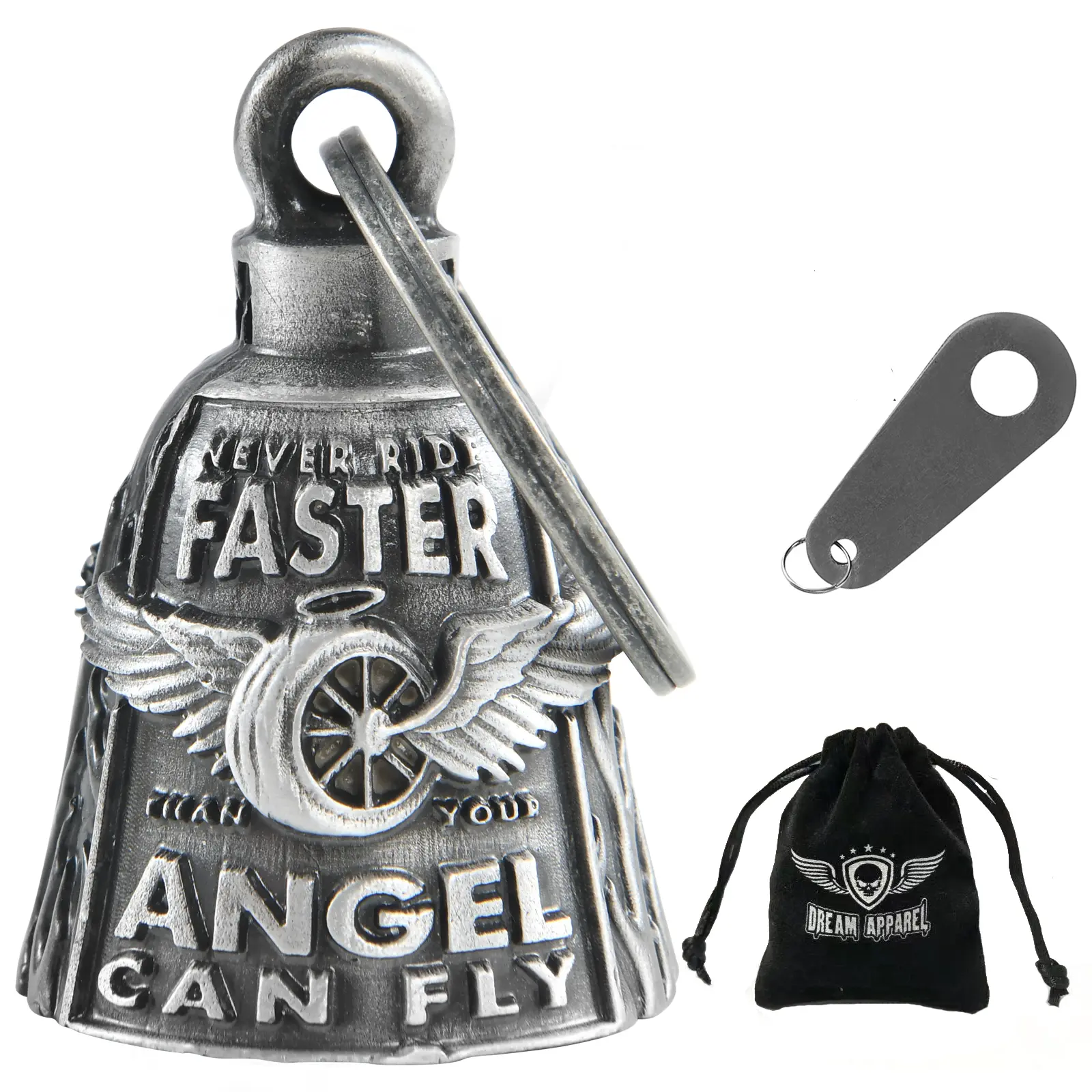 Dream Apparel Christmas/Halloween Bell, Gremlin/Guardian Motorcycle Bell,Zinc Alloy Motorcycle Bell with 3-D Relief and Embossed Details, Weather Resistant Spirit Bell for Road Protection and Good Luck, Moto Accessories for Men and Women