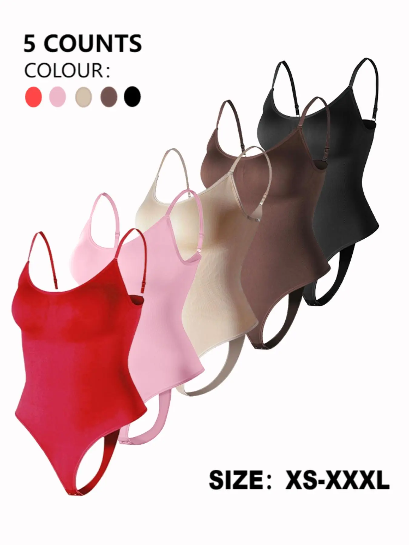 Women's Solid Backless Seamless Spaghetti Strap Underwear Shaping Shapewear Bodysuit, Tummy Control Butt Lift Shaper, Abdomen Control Bodysuit, for All Seasons