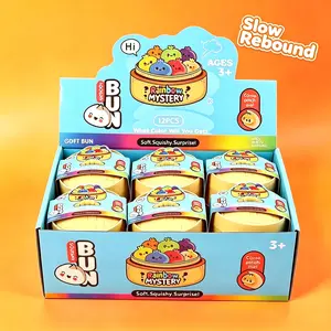 6 Pack Glitter Squishy Dumpling Toys, Colorful Sparkly Stress Relief Squeeze Bun, Mystery Steamer Box Soft Dough Fidget Toy, Anxiety Relief Squishy Gift for Adults