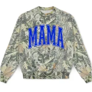 Camo Mama 3d Print T-shirt or Sweatshirt with Bold Blue Lettering and Camouflage Design