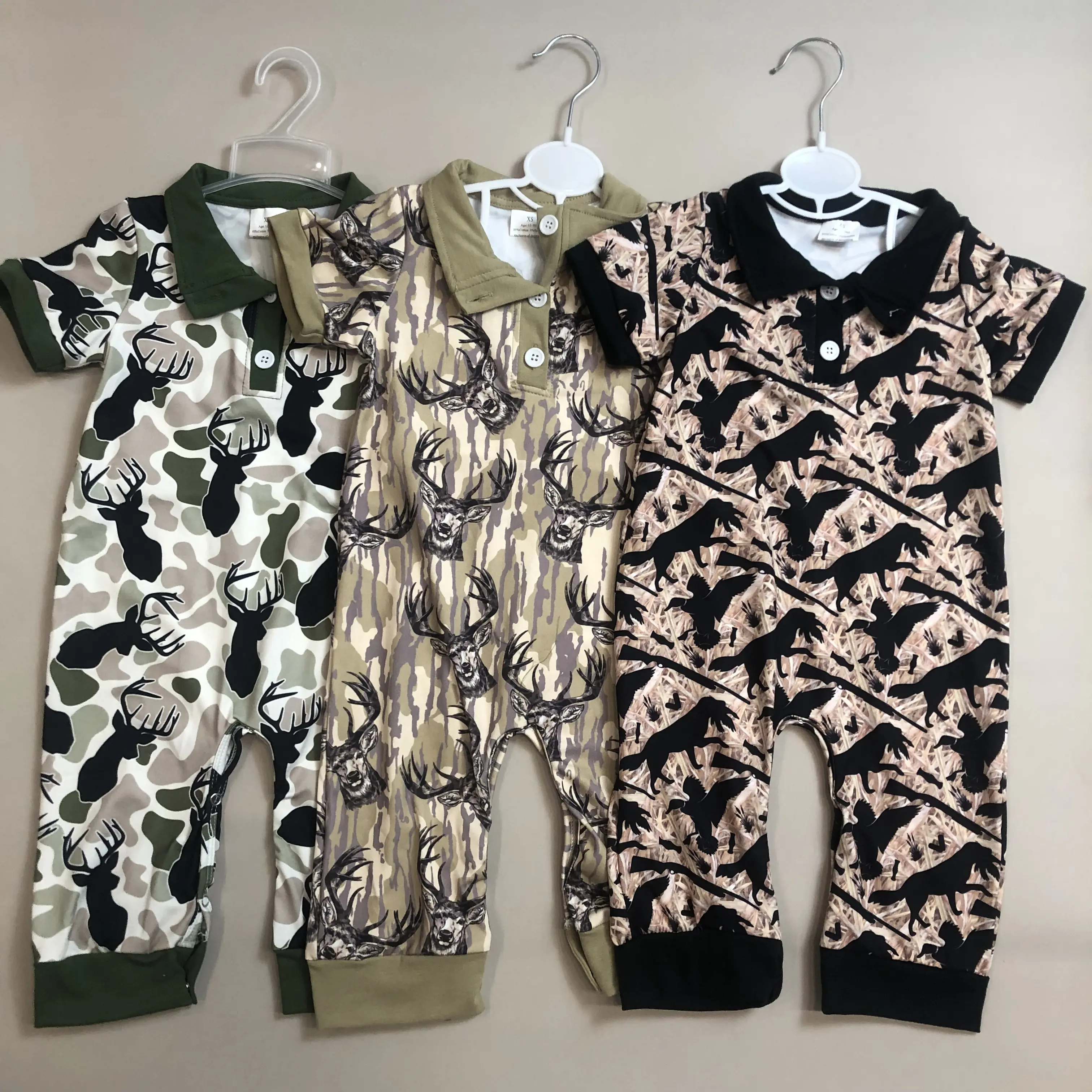Baby Boy Cotton Bodysuit, Short Sleeve Woodland Animal Print Romper, 1-Piece Summer Outfit for Everyday Baby Clothing, Bodysuit Outfit, Clothes, Coco, High Quality, Drop Shoulder