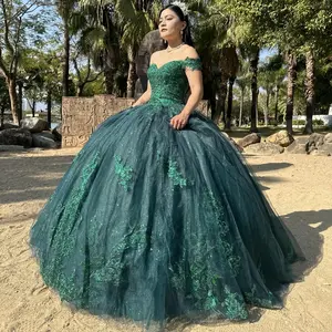 NO.7 Quinceanera Dress, H.GREEN Sequin Lace Classic Dress