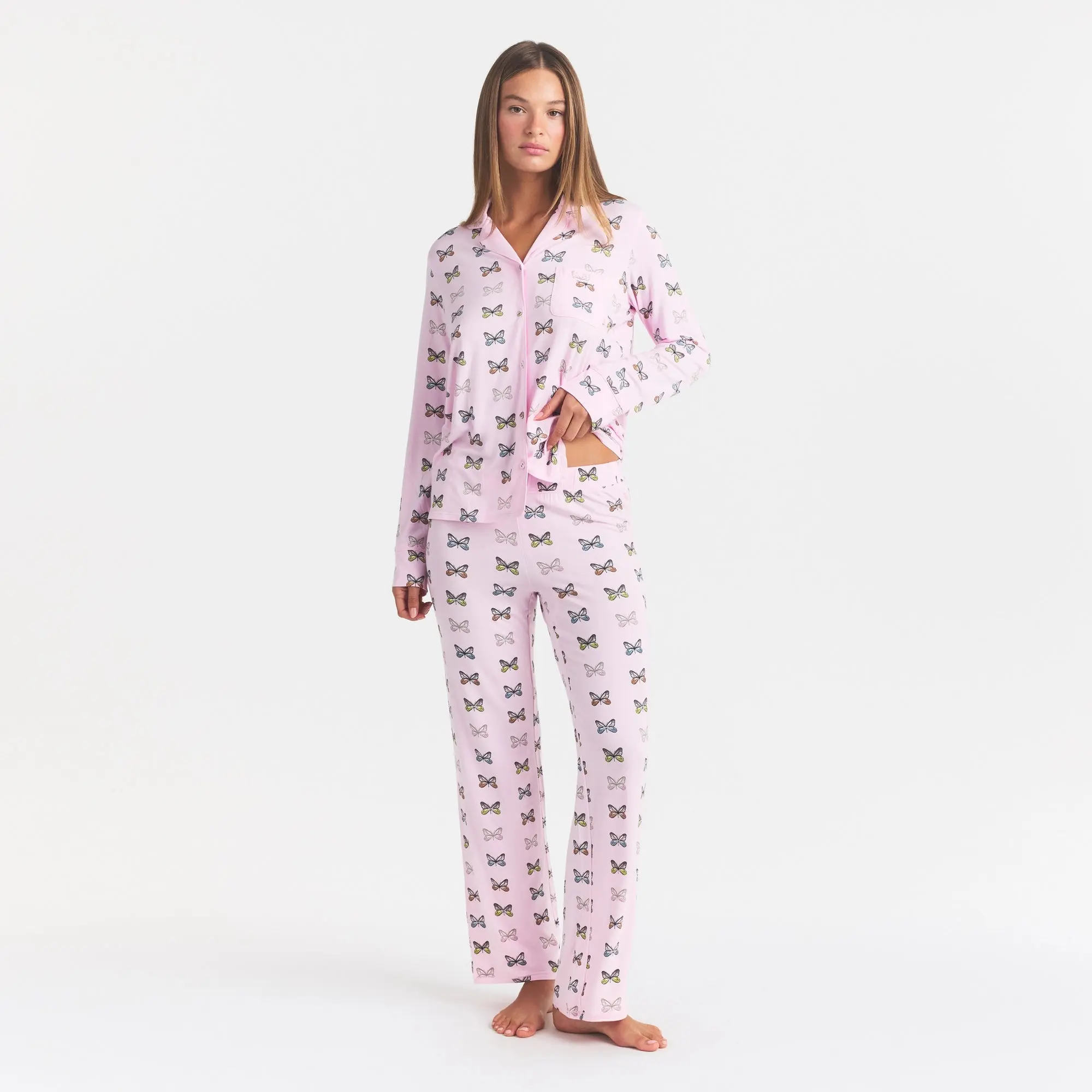 SKIMS SLEEP LONG SLEEVE BUTTON UP SET SKIMS SLEEP LONG SLEEVE BUTTON UP SET
