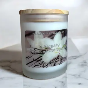 Star Scentsations Mahogany Teakwood & Vanilla 10 oz Scented Candle Cozy Aroma Creamy Vanilla Scent Smooth Teakwood for Cozy Vibes & Luxurious Atmosphere Decor Floral