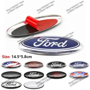 145mm Car Logo Emblem for Ford Edge Escape Fiesta Transit Ranger Fusion Focus 2 3 Mondeo Kuga Auto Front Hood Rear Trunk Sticker Vehicle Decoration Automobile Decals Decal For Cars