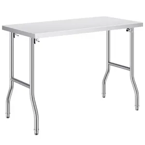 Folding Commercial Prep Table, 48 x 24 Inch Commercial Worktable Workstation, Heavy-duty Stainless Steel Folding Table with 300 lbs Load, Kitchen Work Table, for Home Kitchen Restaurant Garage