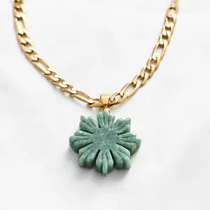 MEN'S JADE MABUHAY SUN FIGARO NECKLACE | 18K Gold Plated Premium Grade A Jade | Waterproof & Non Tarnish - Attracts prosperity and wealth