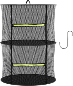 Herb Drying Rack - Mesh Drying Rack - Herb Drying Rack Hanging with Green Zipper & Garden Pruning Shears for Drying Herb - Hanging Drying Rack - Plant Drying Rack (2 Layers)