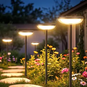 Solar Pathway Lights Outdoor, 6 Pack 27'' Tall Solar Garden Lights Outdoor  Bright Up to 12 Hrs, Round Garden Light for Yard Flower Bed Patio Path Walkway Driveway Outside Decor