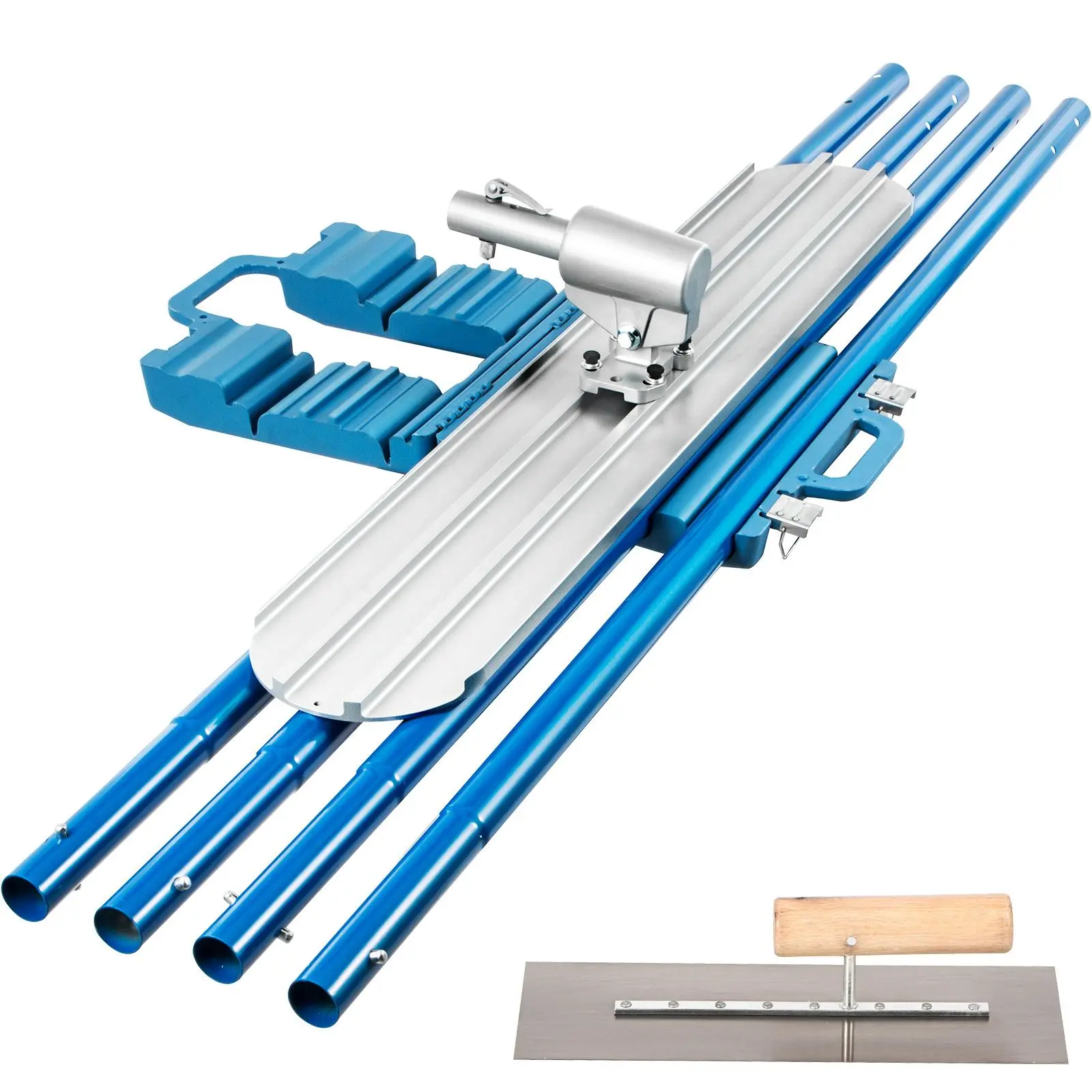 【Summerfinds】VEVOR Bull Float Magnesium Concrete Float 48 x 8\" Round End Concrete Float Tool Cement Tool Bull Concrete Kit Bull Float with 4 Float Handle Bull Float Bracket Concrete Tools Finishing Bull Float