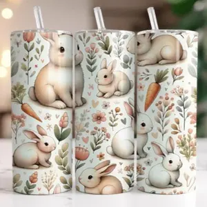 Bunnies + carrots | 20oz sublimation tumbler transfer print out Bottle Drinkware