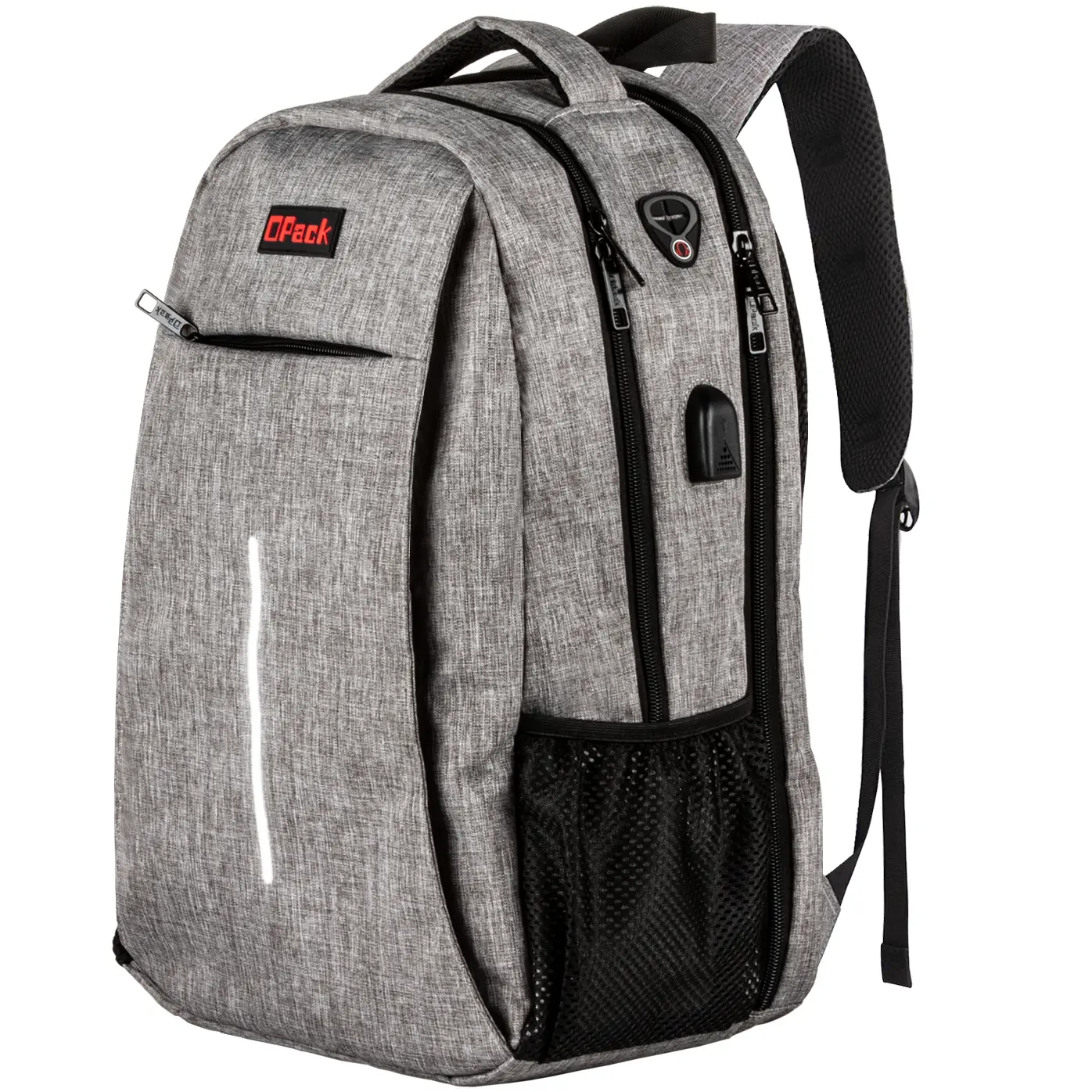 OPACK 40L Casual Polyester Travel Laptop Backpack, Lightweight TSA-Friendly Daypack for Hiking & Camping with USB Port & RFID Blocking, Hiking Camping Backpack, Laptop Daypack, Lightweight Breathable Daypack