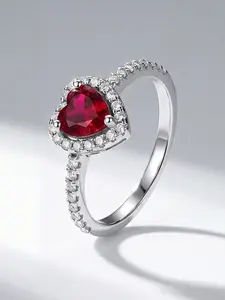 1 PC Zircon-encrusted Heart-shaped Zircon Ring, Heart Design Ring, for Women Fashion Jewelry for Festival Party Daily Clothing Decor Wedding Engagement Promise Ring, Wedding Promise Rings, Ladies Anniversary Valentine's Day Gift for Girlfriend