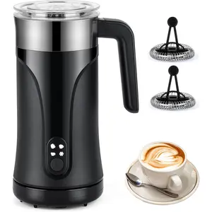 Milk Frother, 4-in-1 Multifunction Electric Milk Steamer with Two Whisks, Automatic Warm and Cold Foam Maker and  Warmer for Latte, Cappuccinos, Macchiato