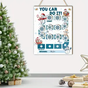 Wooden Reward Chart Wall Plaques You Can Do It Potty Training Tracker Good Behavior Snowflake Gingerbread Star Decoration With 15pcs detachable Accessories Christmas Thanksgiving Gift