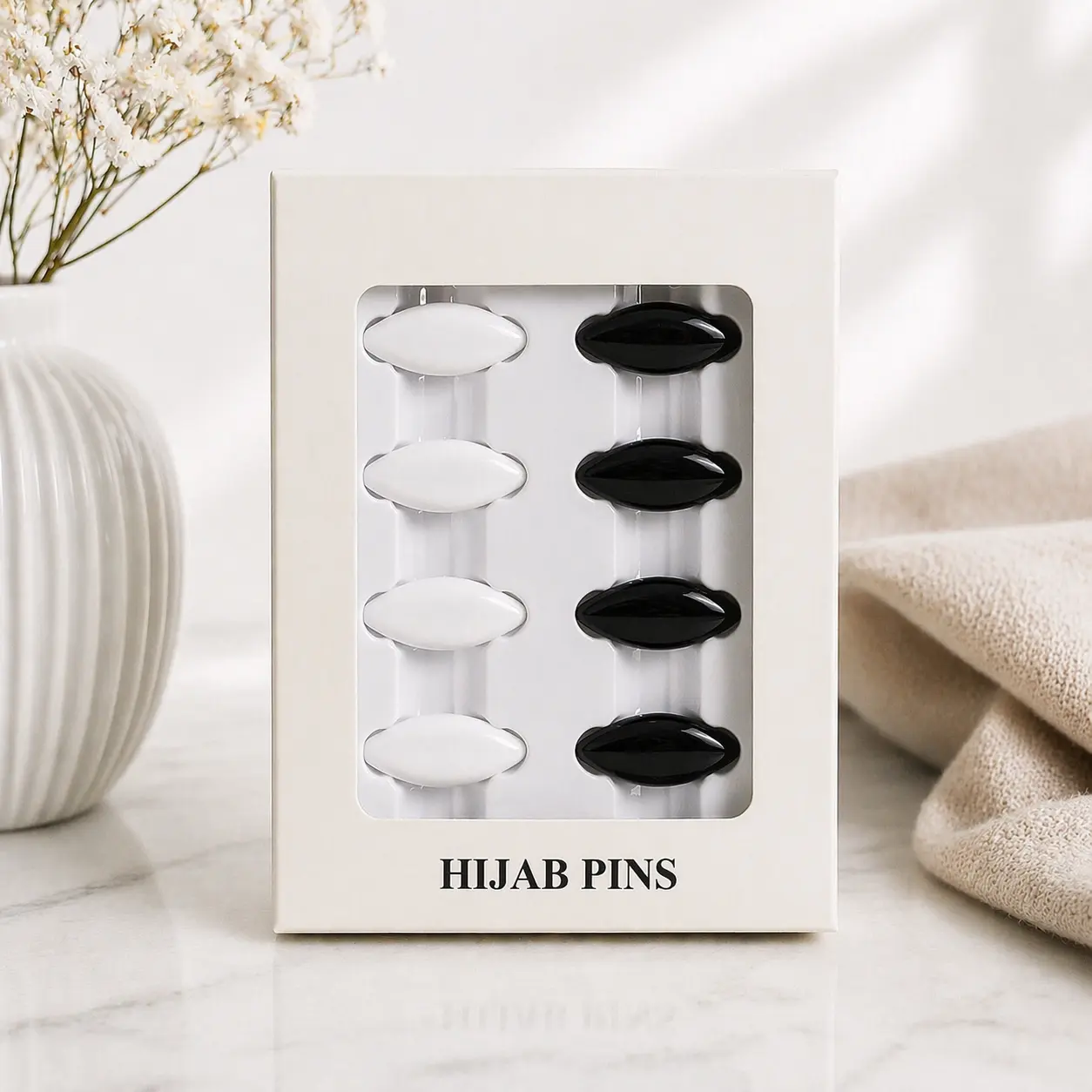 Hijab Pins Black and White - Elegant Design for Hijab Accessories