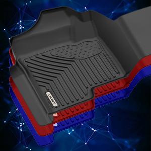 YITAMOTOR Floor Mats Fit for 2007-2013 Chevy Silverado/GMC Sierra 1500 Crew Cab & 2007-2014 Chevy Silverado/GMC Sierra 2500HD/3500 HD Crew Cab Black TPE Includes 1st and 2nd Row: Full Set