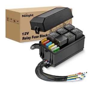 Nilight All 12V Waterproof Fuse Relay Box - 6-Slot Setup with 4Pin/5Pin Relays, ATC/ATO Blade Holders, 40A Pre-Wired Block Kit, Mounting Bracket - Universal for Automotive Cars, Trucks