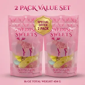 2 -PACK Swedish Candy Mix with BUBS - 2 x 1/2 lb = 1 lb Snack Bonbon - Sweet & Sour, with Watermelon, Banana, Strawberry Blueberry, Lemon, Sugar - Swedish Sweets
