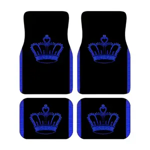 4pcs Blue Crown Print Car Floor Mats, Stylish Interior Protection for Cars & Suvs, Durable Vehicle Accessories for Daily Use, Automotive Floor Mats, Car Accessory