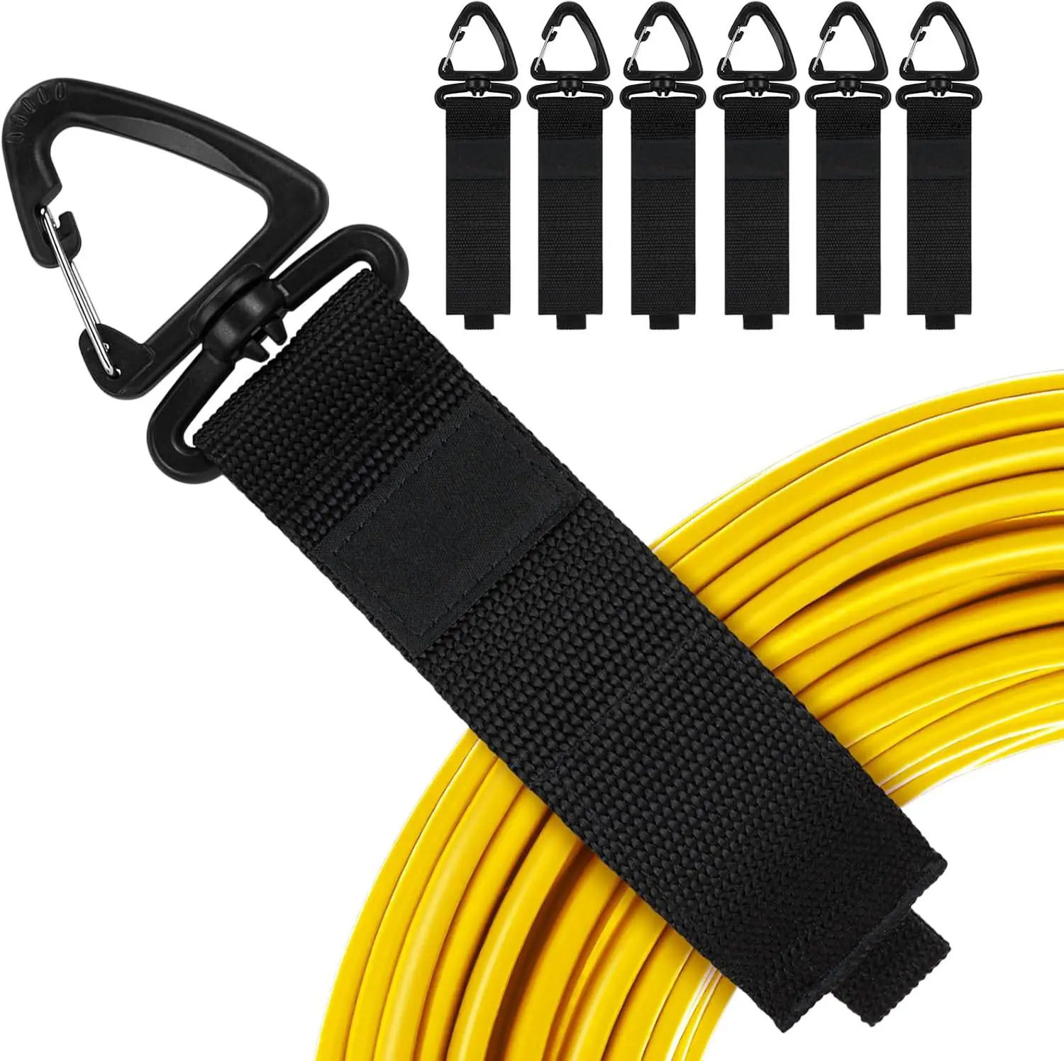 GJAHSH 6 Pack Extension Cord Holder Organizer, 16-Inch Heavy Duty Storage Straps for Garage Organization and Storage, Hose Hanger with Triangle Buckle, 900D Nylon Straps for Cords, Hoses, Ropes, Max 50 lbs