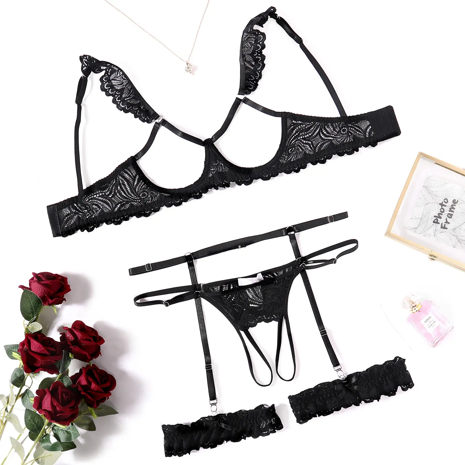 Avidlove Lingerie for Women Underwire Floral Lace Bra and Panty Garter Lingerie Sets S-XXL Avidlove Lingerie for Women Underwire Floral Lace Bra and Panty Garter Lingerie Sets S-XXL
