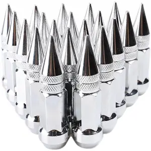 car stuff20PCS M12x1.5 Car Wheel Lug Nuts with Pointed Cap, 60mm Height Aluminum Anti-Corrosion Automotive Wheels Rims Lug Nuts, Vehicle Cap Spiked Extende