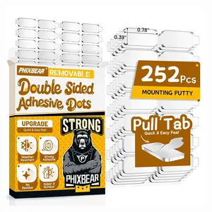 Large Mounting No Residue with Pull Tab, Sided Tape Dots Clear Museum Sticky Tack, Picture Fixed Art Craft, 0.39 x 0.78 in (252 Pcs)
