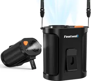 Featwell Portable Waist Fan with Mist, 14800RPM 5 Speeds Strong Airflow, 2 Mist Modes, 18Hrs Fast Cooling, Rechargeable 5-in-1 neck Fan for Outdoor Hiking Camping Jobsite