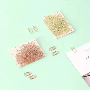 50pcs Gold Rose Gold Paper Clips Mini Love Heart Binder Clips Bookmarks Tickets Photo Clamp Patchwork Clips Office Supplies