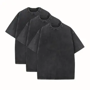 Men's Oversized Acid Wash T-Shirts Heavyweight Cotton Vintage Baggy Gym Workout Tees