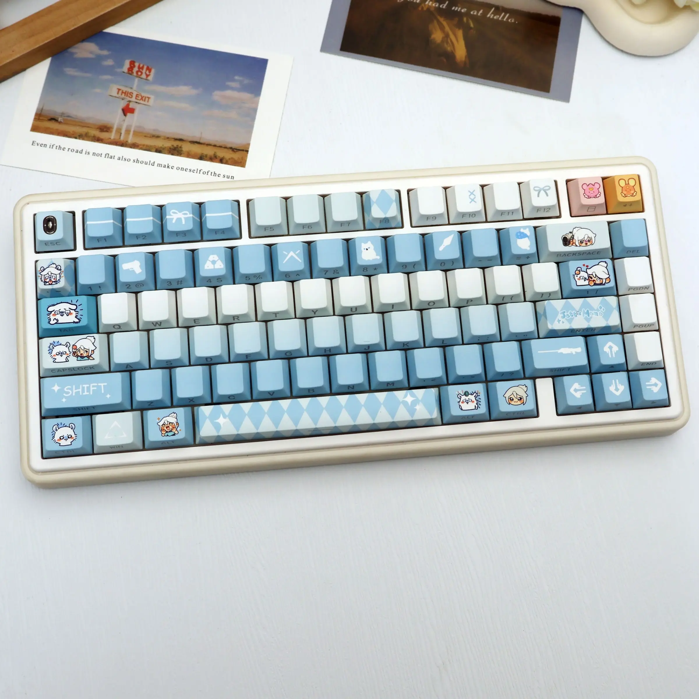 138 Key Flying Squirrel Pbt Keycaps, Cherry Style Side-Printed Semi-Transparent, Dye Sublimation, Compatible with Mx Axes, Fits 61/64/68/87/96/104/108 Keyboards