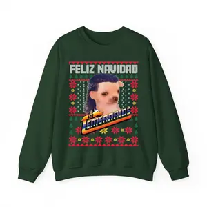Feliz Navidad Los Cimerarios Ugly Christmas Sweater, Funny Mullet Dog Mexican Style Holiday Shirt, Festive Xmas Graphic Sweatshirt