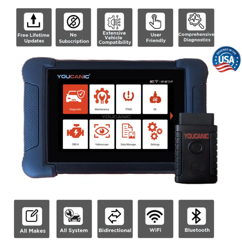 YOUCANIC UCAN-II-D PRO OBD2 Scanner | TPMS Programming | AI Powered Full System Diagnostic Tool with Bi-Directional Controls, Coding, Service Functions & Lifetime Updates