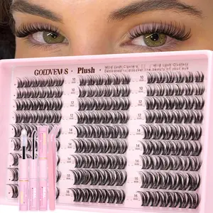 Goddvenus Plush D Curl Spider Lash Clusters Natural Blend 10-16mm Fluffy Lightweight Eyelash Extensions for Daily Makeup