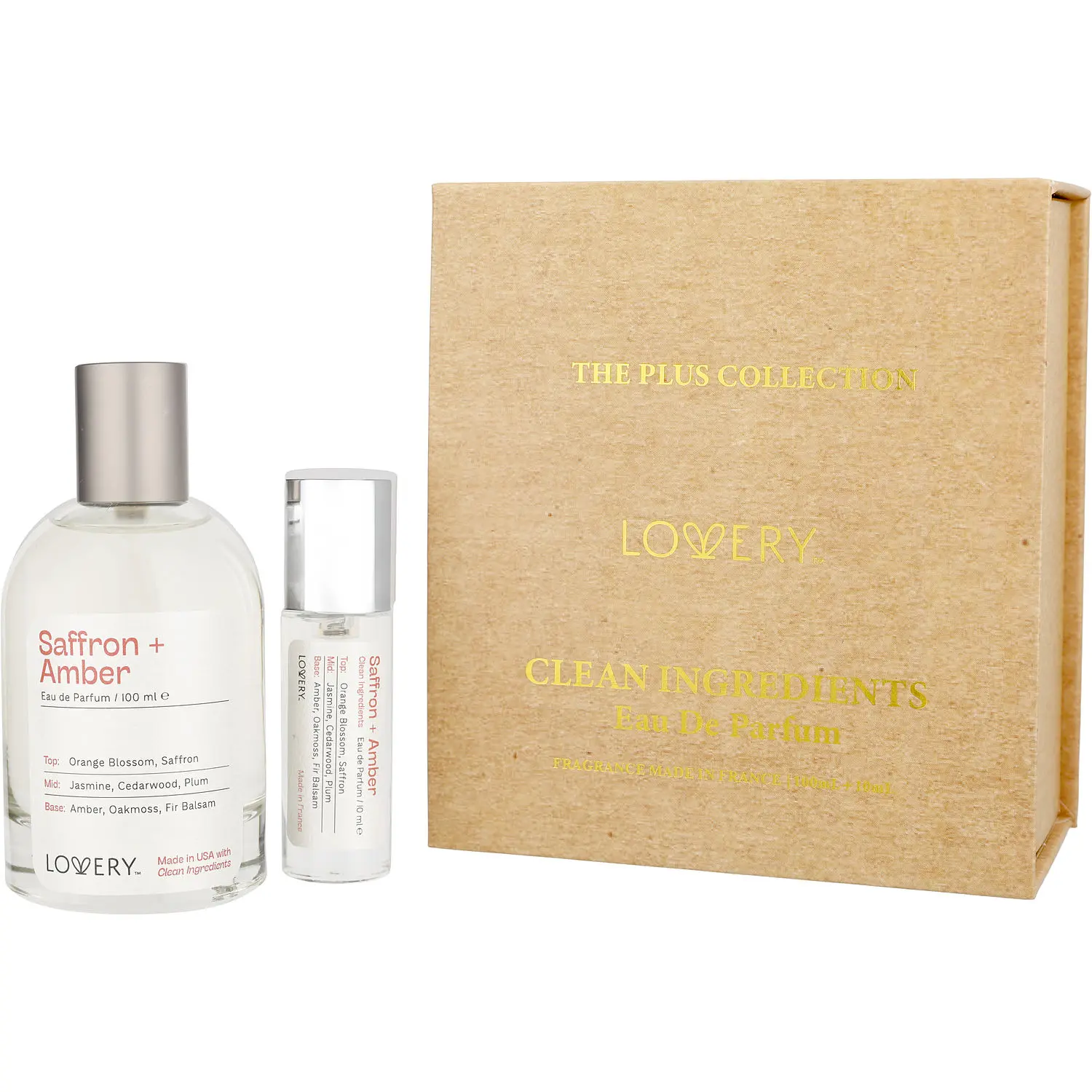 Lovery Saffron + Amber Set-Eau De Parfum Spray 3.38 Oz & Eau De Parfum Spray 0.33 Oz Mini For Unisex
