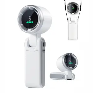 PLAYHOT Portable Handheld Turbo Fan, 5 Gear Wind, Battery Operated, Up to 12 Working Hours, 3 IN 1 Hand Fan with Air Turbo Tech Cooling Fan for Outdoor Activities, Travel, Working