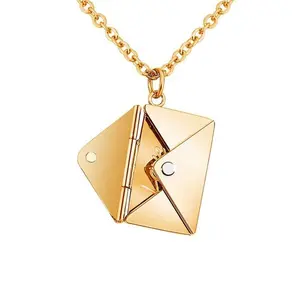 Personalized Envelope Locket Necklace – Custom Engraved Pendant with AR Experience | Smart Tech Jewelry in Gold, Rose, & White Gold