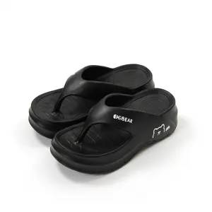 GripGOO Women's Korean Retro Design Height Boost Flipflop - EVA Sole, Casual Breathable Non-Slip Shoes for Women, Versatile Indoor/Outdoor Walking Footwear (Black),summervibes
