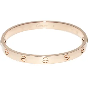 Pre-owned Cartier 18K Rose Gold (Au750) Small Leather Goods Love Bracelet Au750 Bracelet Size 17