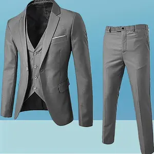 Men’s three-piece business and leisure suit set (groom/wedding suit): jacket, vest, and pants; menswear overalls; formal wear; formal workwear; men’s long-sleeve business casual outfits; men’s date-night outfit; western clothing; workout top