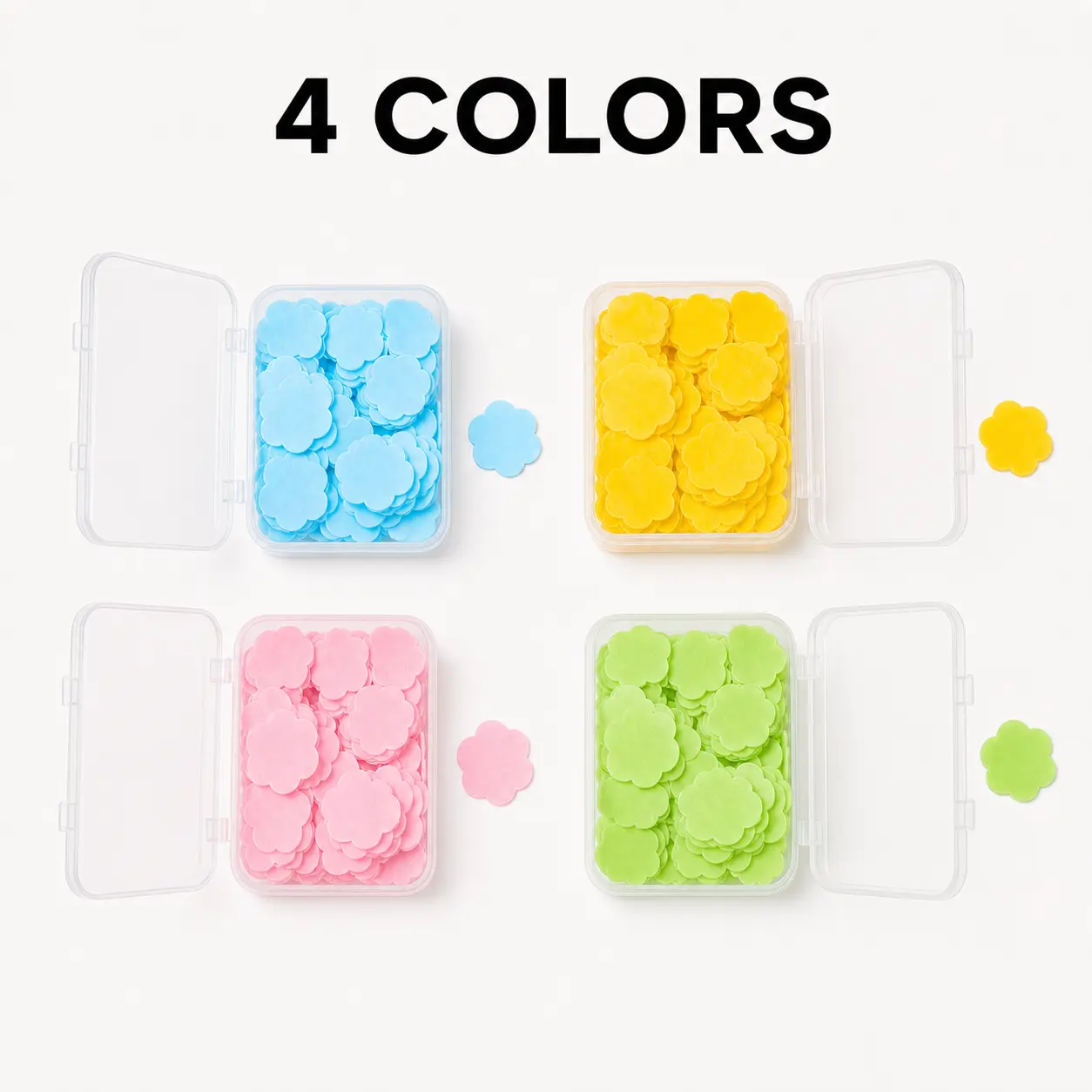 Dissolving Petal Soap Sheets, 4-Box Portable Lightweight Hand Soap Refills for Travel-Camping, Home Bathroom Use