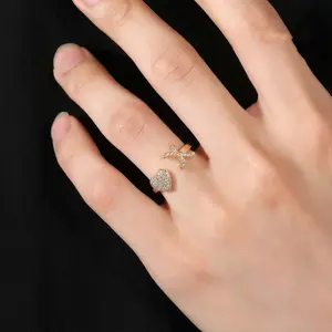 Minimalist Adjustable Heart Ring with 26 English Letters Design, Luxury Personalized Trendy Cocktail Ring for Women, Unique Statement Jewelry Gift