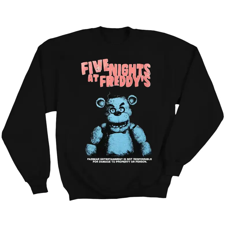Women's 5 Nights At Freddy's Cotton-Blend Casual Crew Neck Longsleeve Top - Bold Fazbear Graphic, Imported Autumn Pullover for Horror Lovers