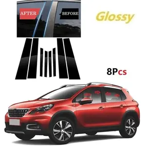 For Peugeot 2008 2014-2019, 8pcs Car Window Trim Cover Pillar Door Stickers, Car Decals