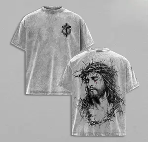 Tears of Blood – Christ’s Love in Pain - Jesus Crown of Thorns Tee Washed God Apparel Tee, Easter T-Shirt, Jesus T-Shirt, Easter Streetwear, Christian Apparel Graphic Tees, Gym Pump Cover Church Outfit