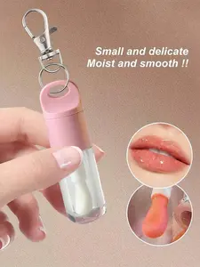 Transparent Lip Gloss Tube 5ML with Keychain, Portable Reusable Lip Color Bottle, Travel Lipstick Organizer, Leak-Proof Brush Head